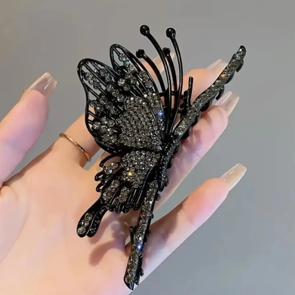 Rhinestone Black Butterfly Hair Claw Hair Accessory